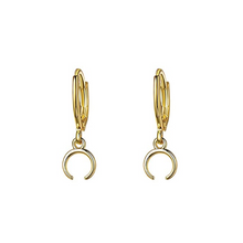 Load image into Gallery viewer, CRESCENT Gold Moon Huggie Hoops
