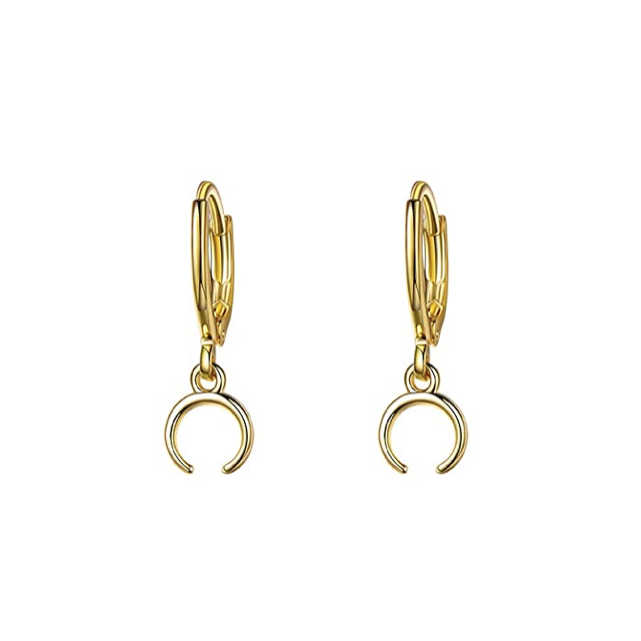 CRESCENT Gold Moon Huggie Hoops