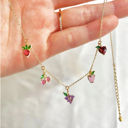 FRUIT Basket 14K Gold Necklace