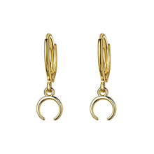 Load image into Gallery viewer, CRESCENT Gold Moon Huggie Hoops
