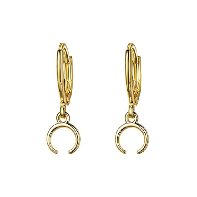 CRESCENT Gold Moon Huggie Hoops