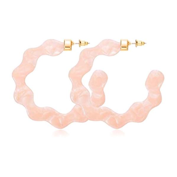 CHLOE Pink Scalloped Shell Hoops