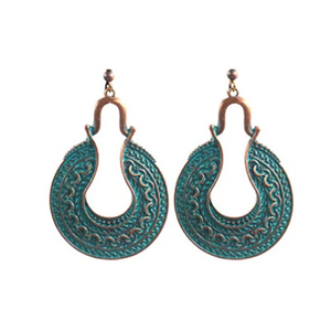 ALEXANDRA Bronze Patina Ornate Disc Earrings