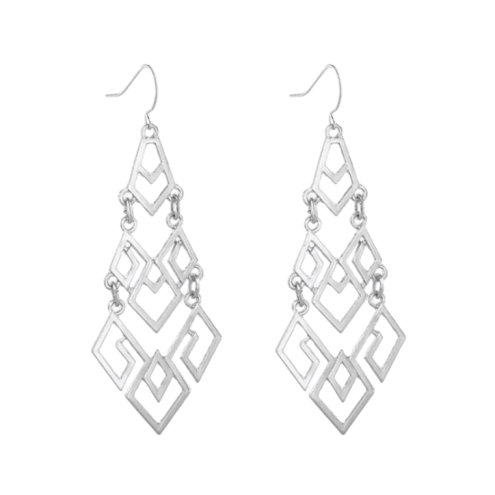 THEA 925 Silverplate Tiered Chandelier Drop Earrings