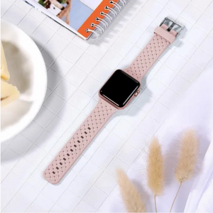 HYPSY™ Pink Hatch-Braid Silicone iWatch Band - 38/40mm