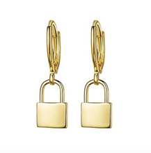 Load image into Gallery viewer, PADI Gold Padlock Huggie Hoops
