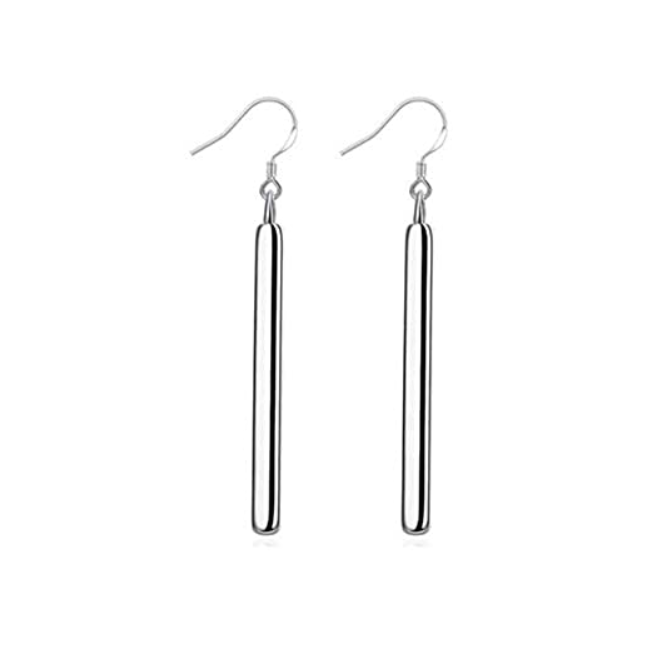 LANIE Silver Bar Drop Earrings