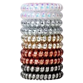 Metallic Spiral Coiled No-Rip Hair Ties (2 Pack)