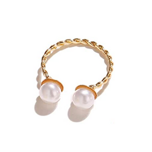 ARIEL Pearl Open-Twist Ring in 14K Goldplate