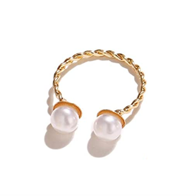 ARIEL Pearl Open-Twist Ring in 14K Goldplate