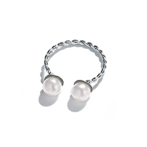 ARIEL Pearl Open-Twist Ring in 925 Silverplate