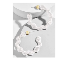 Load image into Gallery viewer, CHLOE White Scalloped Shell Hoops
