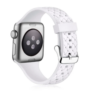 HYPSY™ White Hatch-Braid Silicone iWatch Band - 38/40mm