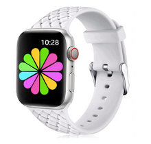 Load image into Gallery viewer, HYPSY™ White Hatch-Braid Silicone iWatch Band - 38/40mm
