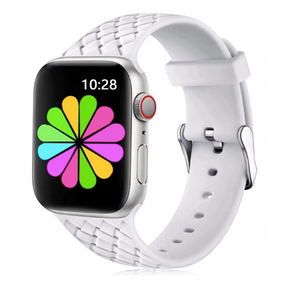 HYPSY™ White Hatch-Braid Silicone iWatch Band - 38/40mm