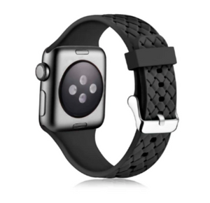 HYPSY™ Black Hatch-Braid Silicone iWatch Band - 38/40mm