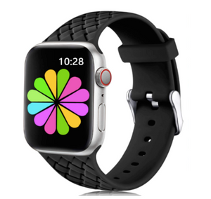 HYPSY™ Black Hatch-Braid Silicone iWatch Band - 38/40mm