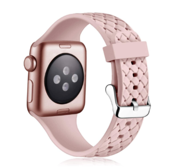 HYPSY™ Pink Hatch-Braid Silicone iWatch Band - 38/40mm