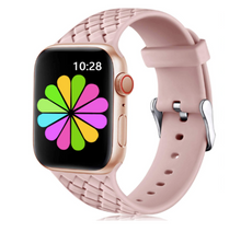 Load image into Gallery viewer, HYPSY™ Pink Hatch-Braid Silicone iWatch Band - 38/40mm
