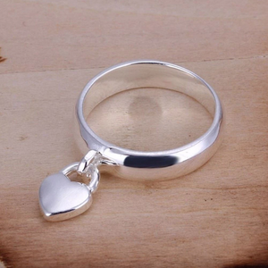 VALERI Silver Heart Padlock Ring