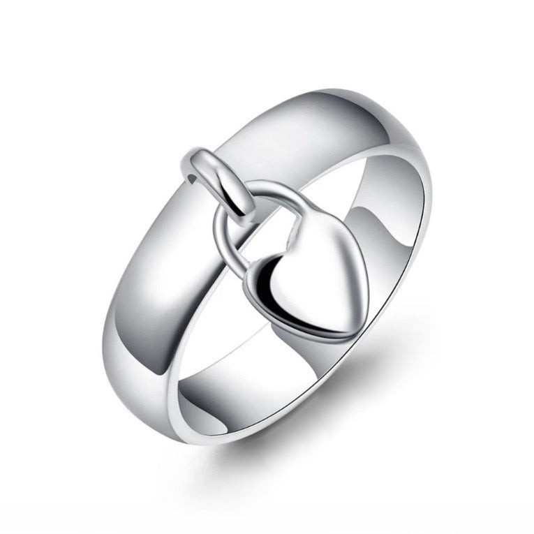 VALERI Silver Heart Padlock Ring