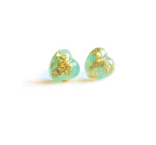 Load image into Gallery viewer, MADELINE Gold Flake Heart Studs
