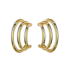 Load image into Gallery viewer, LARA Triple Gold Huggie Hoop Studs
