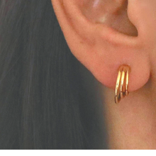 Load image into Gallery viewer, LARA Triple Gold Huggie Hoop Studs
