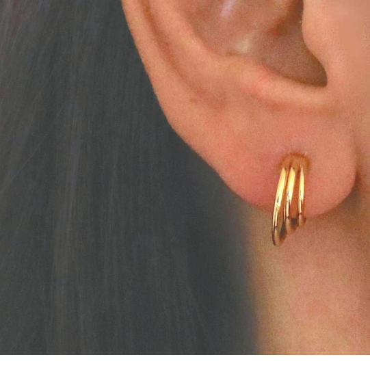 LARA Triple Gold Huggie Hoop Studs