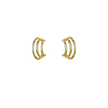 Load image into Gallery viewer, LARA Triple Gold Huggie Hoop Studs
