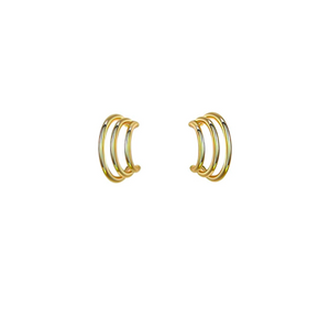 LARA Triple Gold Huggie Hoop Studs