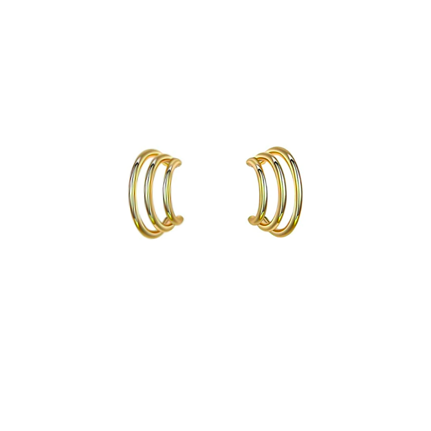 LARA Triple Gold Huggie Hoop Studs