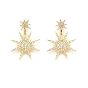 Pavé Crystal Starburst Jacket Earrings in 14K Goldplate