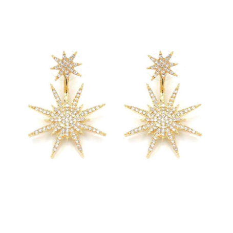 Pavé Crystal Starburst Jacket Earrings in 14K Goldplate