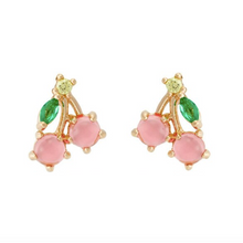 Load image into Gallery viewer, CHERRY Mini Gold Crystal Studs
