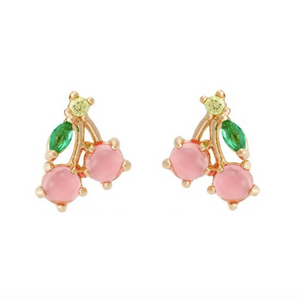 CHERRY Mini Gold Crystal Studs