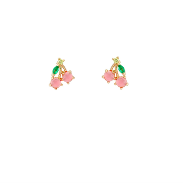 CHERRY Mini Gold Crystal Studs