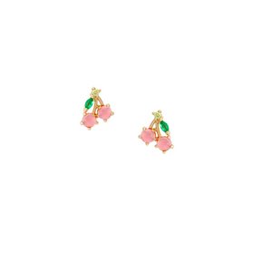 CHERRY Mini Gold Crystal Studs