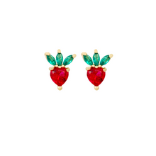 Load image into Gallery viewer, STRAWBERRY Mini Gold Crystal Studs
