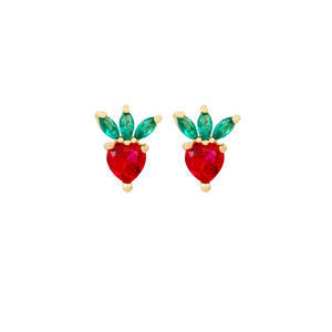 STRAWBERRY Mini Gold Crystal Studs