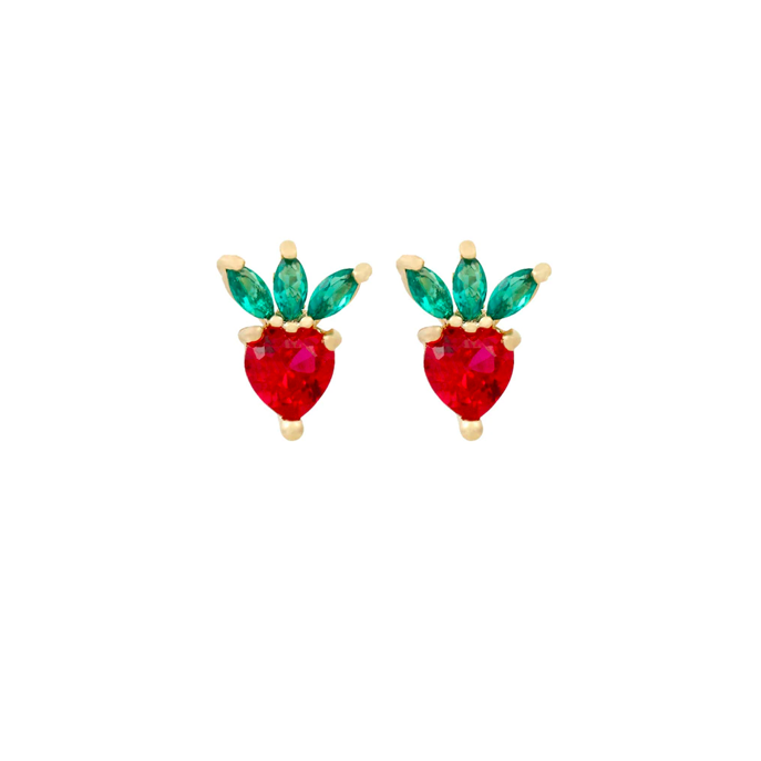 STRAWBERRY Mini Gold Crystal Studs