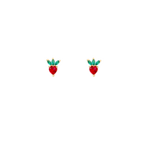 Load image into Gallery viewer, STRAWBERRY Mini Gold Crystal Studs
