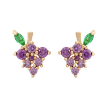 Load image into Gallery viewer, GRAPE Mini Gold Crystal Studs
