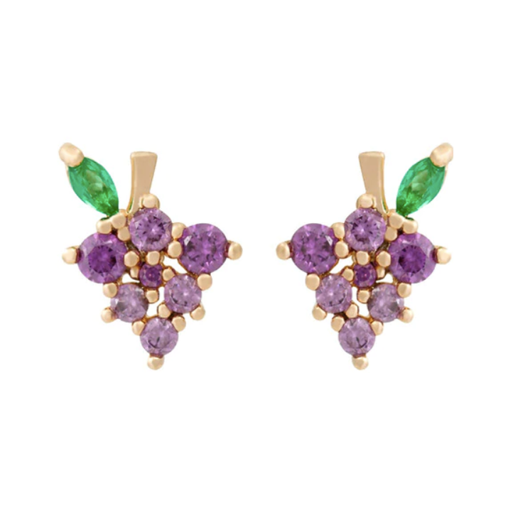 GRAPE Mini Gold Crystal Studs