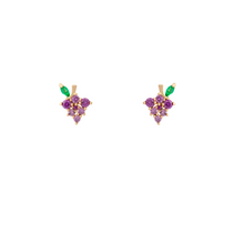 Load image into Gallery viewer, GRAPE Mini Gold Crystal Studs
