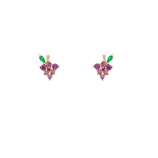 GRAPE Mini Gold Crystal Studs