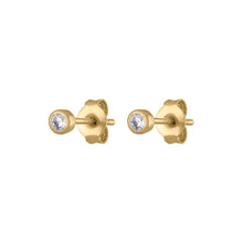 Load image into Gallery viewer, Tiny Crystal Stud Earrings in 14K Goldplate
