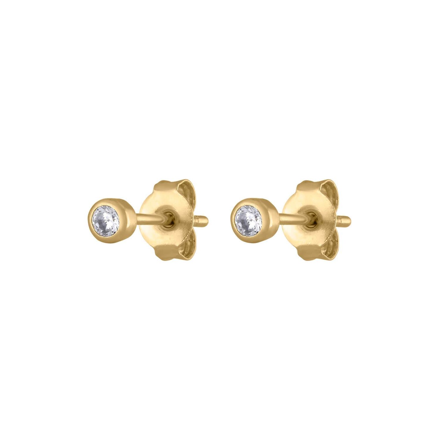 Tiny Crystal Stud Earrings in 14K Goldplate