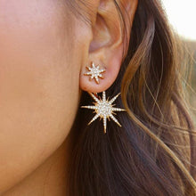 Load image into Gallery viewer, Pavé Crystal Starburst Jacket Earrings in 14K Goldplate
