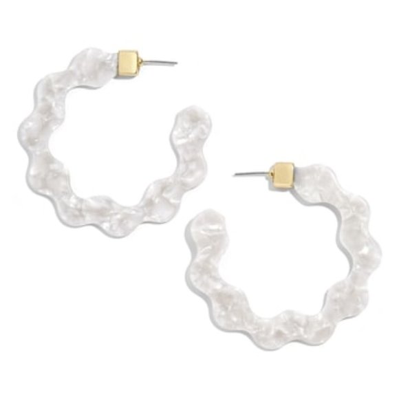 CHLOE White Scalloped Shell Hoops